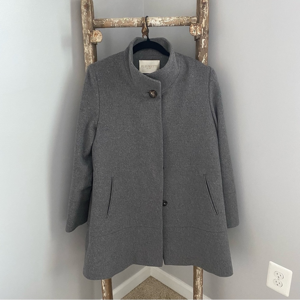 FLEURETTE Stand-Collar Wool Car Coat